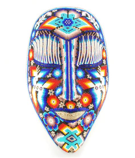 Huichol Indian Beaded Cat In Red Blue And Silver