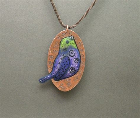 Colored Pencil On Copper Pendant Designs By Roxan Metalwork Jewelry