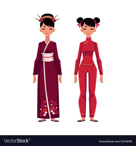 Two Chinese Women In Traditional National Costumes