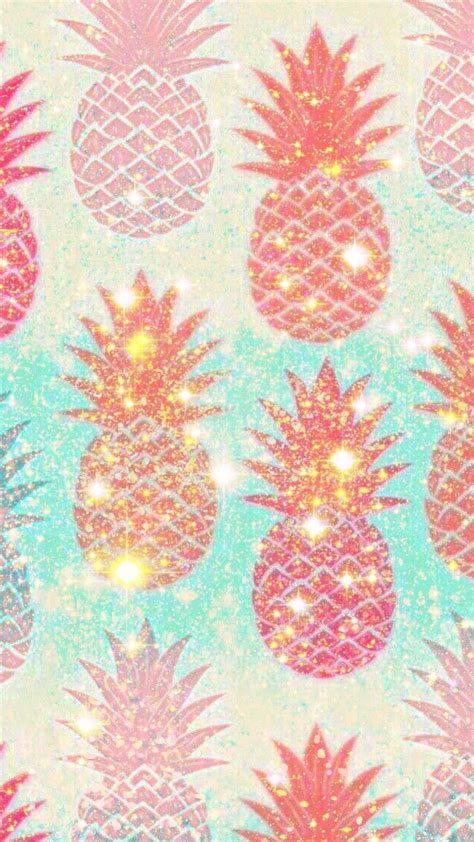 Glittery Coral Pineapples Made By Me Pink Galaxy Wallpapers