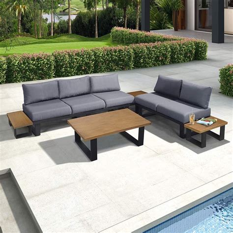 Aluminum Outdoor Furniture Sectional Sofa Set With Cushions And Coffee