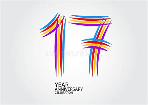 17 Years Anniversary Celebration Logotype Colorful Line Vector 17th