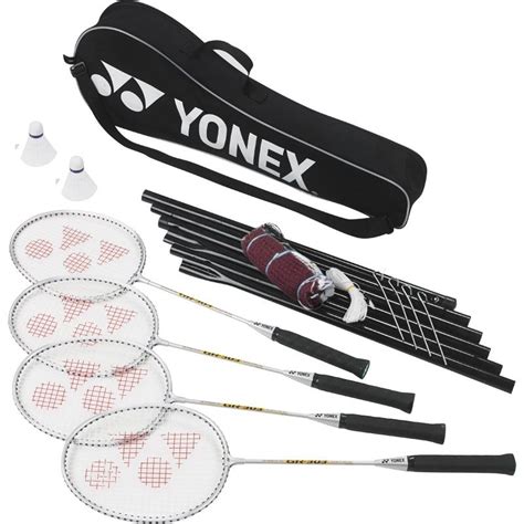 Yonex 4 Player Badminton Combo Set 4 Racquets Bag Net Poles