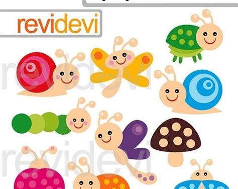 Cute Bugs Clip Art Insects Clipart Ladybug Snail Etsy Bright Bugs