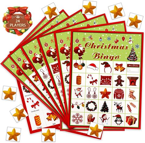 Leezead Christmas Bingo Game Cards 24 Players Bingo Games