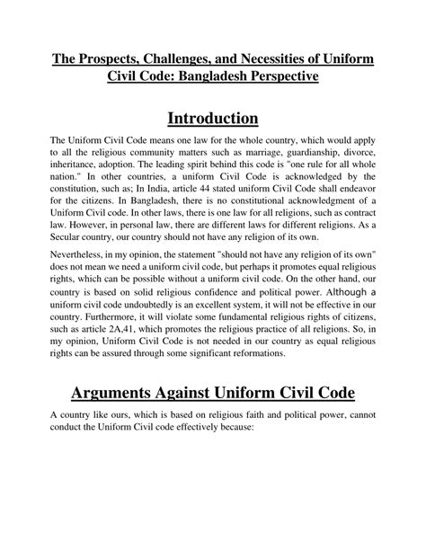 Pdf The Prospects Challenges And Necessities Of Uniform Civil Code