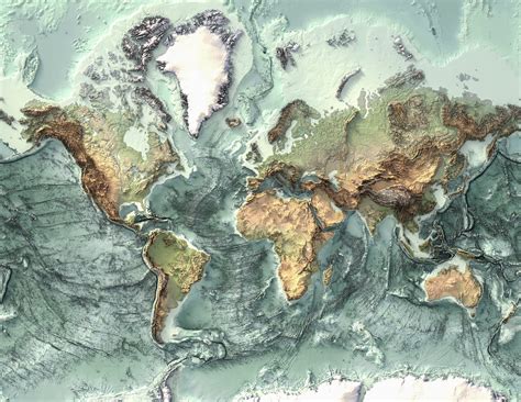 The World Map 4 Topography Shaded Relief Map Elevation Etsy