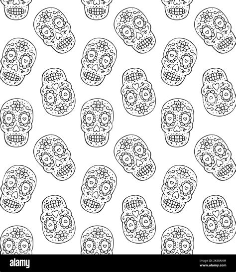 Vector Seamless Pattern Of Mexican Sugar Skull Stock Vector Image And Art