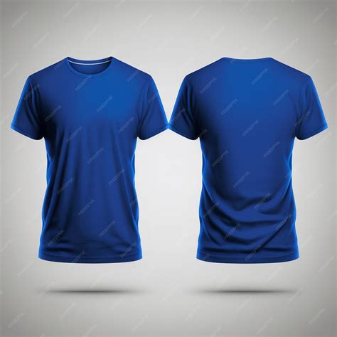 Maqueta De Una Camiseta Azul Real En Blanco Delante Y Detrás Aislada