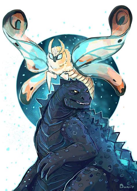 Godzilla Riding On The Back Of A Large Black Dragon With Wings Flying