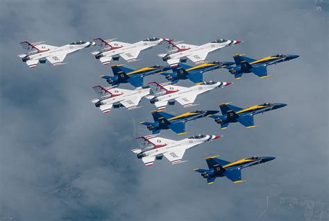Military Photos Thunderbirds And Blue Angels Combine Forces