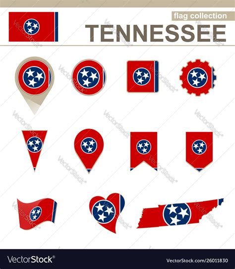 Tennessee Flag Collection Royalty Free Vector Image