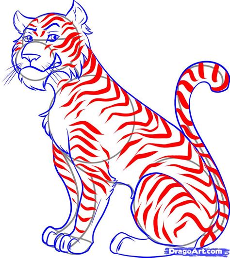 Draw A Cartoon Tiger Step By Step Drawing Sheets Added By Dawn