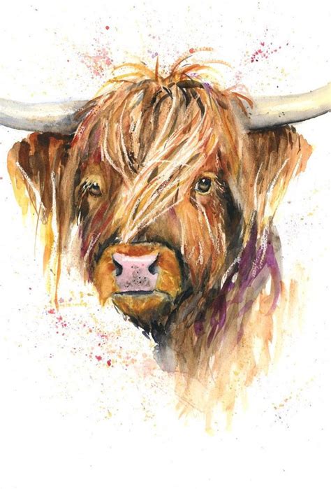 Highland Cow Print Watercolour Etsy Highland Cow Art Cow Art
