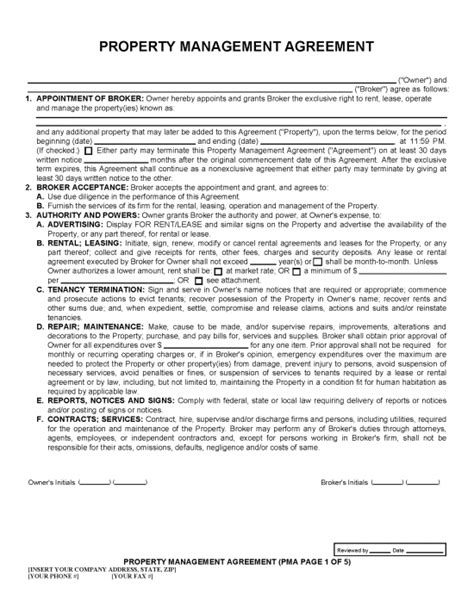 Free Property Management Agreements Commercial And Residential Pdf