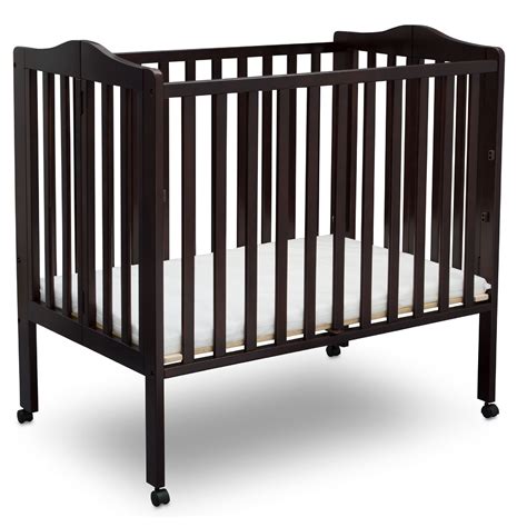 Delta Children Folding Portable Mini Crib With Mattress Espresso