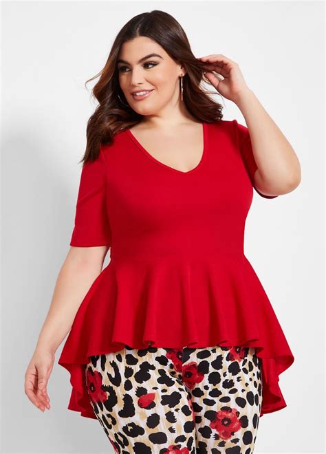 Plus Size Hi Low Peplum Top Peplum Top Outfits African Dresses For