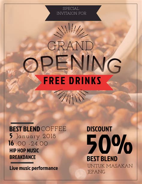 Coffee Shop Grand Opening Flyer Template Postermywall
