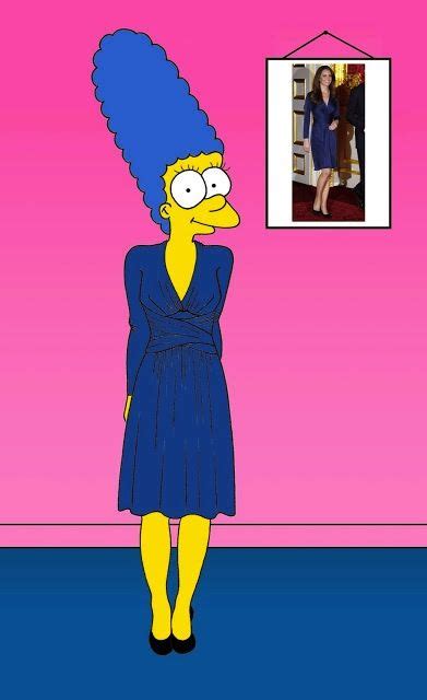 The Simpsons Is Standing In Front Of A Pink Wall With A Blue Wig On Her