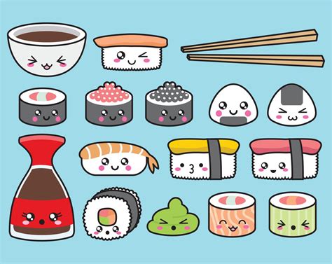 Premium Vector Clipart Kawaii Sushi By Looklookprettypaper Griffonnages