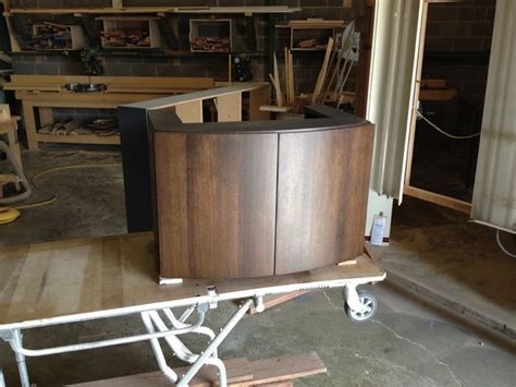 Thanks to the curves that come with this vanity. Curved Front Walnut Veneer Vanity Cabinet - Contemporary ...