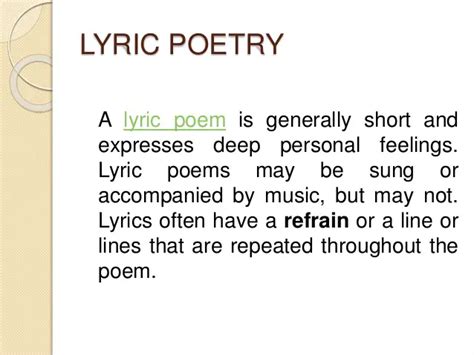 Examples Of Lyric Poems