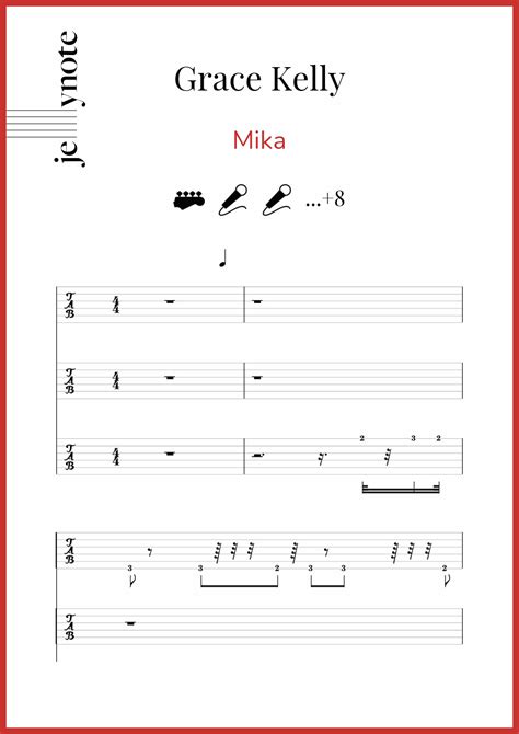 Partituras De Grace Kelly Para Baixo E Guitarra De Mika Jellynote