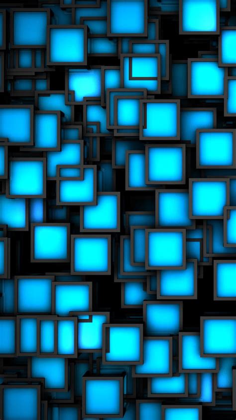 Download 3d Blue Neon Cubes Wallpaper Iphone By Brianam 3d