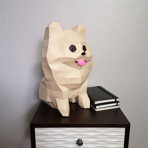 Pomeranian 40cm 3d Paper Model Template Pdf Dog Home Decor Diy