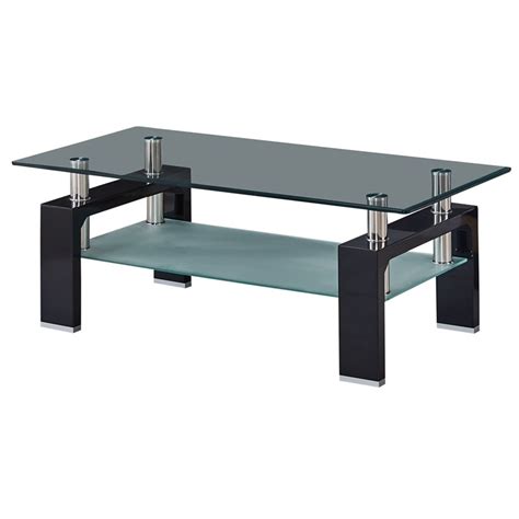 Artisan Furniture Perla Rectangular Tempered Glass Coffee Table In Black Lacquer Homesquare