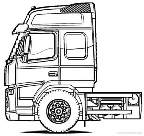 A Black And White Drawing Of A Truck With The Front End Facing Away