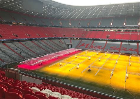Large Scale Pitch Treatment With Led Grow Lights At Allianz Arena
