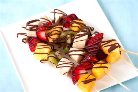 Easy Frozen Fruit Kabobs With Chocolate Drizzle Recipe Fruit