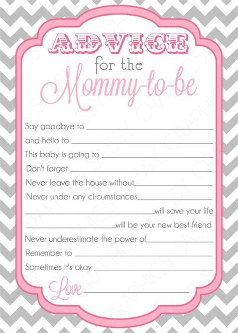 Free Printable Advice Cards For Baby Shower