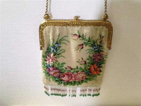 Vintage Beaded Floral Design Purse w/original mirror | Beaded purses, Purses, Vintage purses