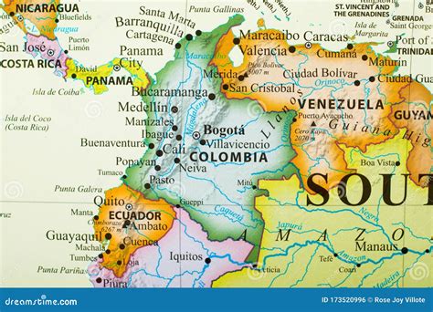 Map Of Colombia Stock Photo Image Of Boundery City 173520996