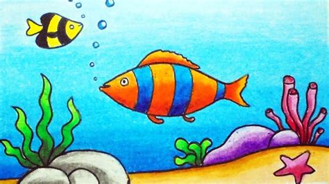 Easy Underwater Scenery Drawing For Beginners How To Draw Scenery Of