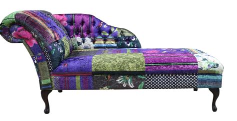 Chesterfield Patchwork Velvet Chaise Lounge Day Bed Designer Sofas4u