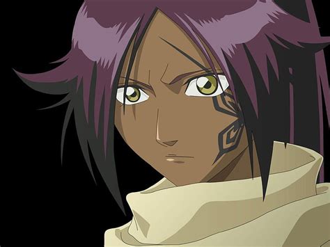 Bleach Battle Shihouin Yoruichi Purple Hair Flames Fight Halibel