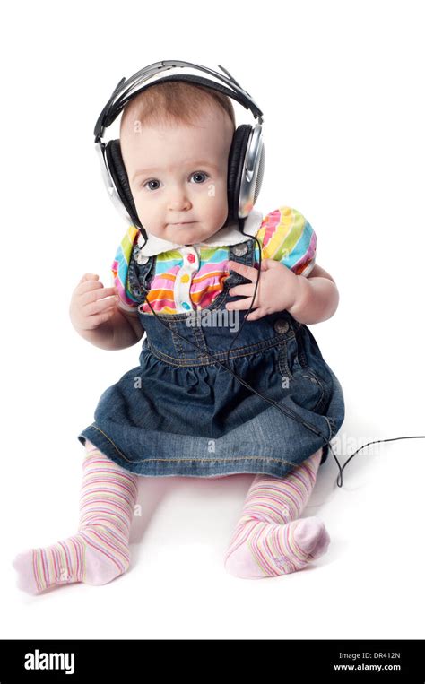 Baby In Headphones Stock Photo Alamy