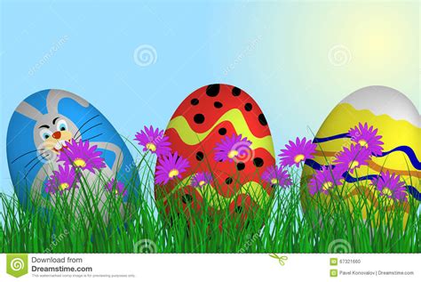 Easter Eggs On Springtime Meadow Stock Vector Illustration Of Morning