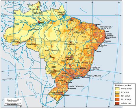 Mapa Da Densidade Demogr Fica Do Brasil Geografia Infoescola