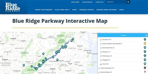Nashville Shopping Blue Ridge Parkway Interactive Map West Virginia