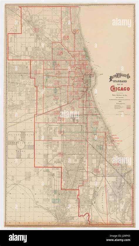 1893 Rand Mcnally Standard Map Of Chicago Stock Photo Alamy