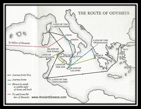 Map Of Odysseus Journey Home