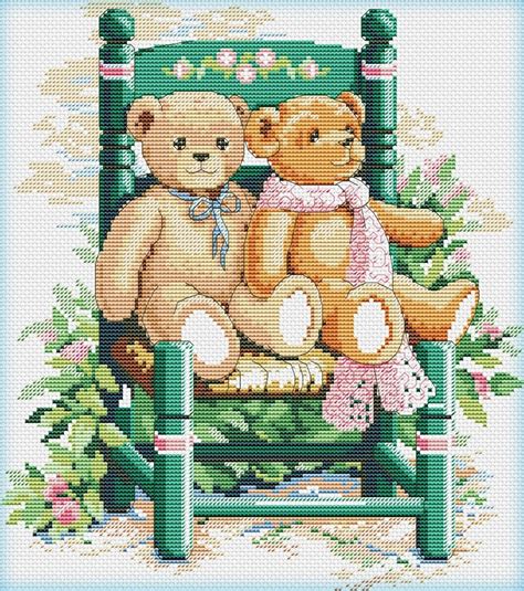 teddy bears cross stitch pattern colorful art x stitch chart etsy