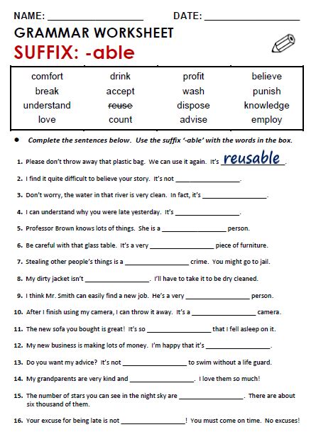 Suffix: -able - All Things Grammar