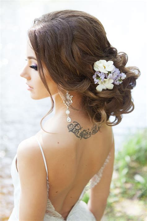 Maybe you would like to learn more about one of these? long bridal updo hairstyle with wildflower | Deer Pearl ...