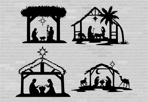 Nativity scene silhouette Nativity cut files Nativity ...