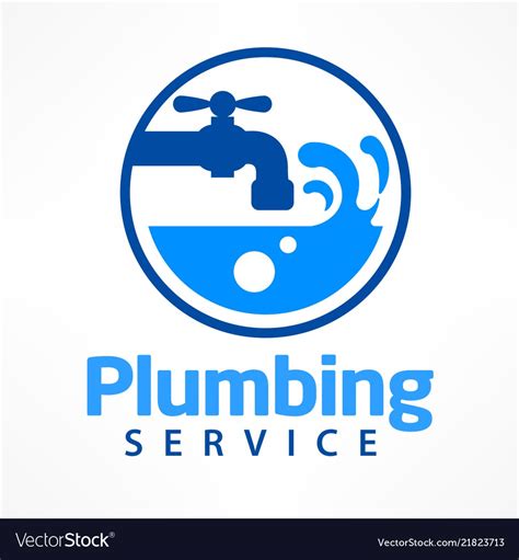 Plumbing Service Logo In Blue Royalty Free Vector Image